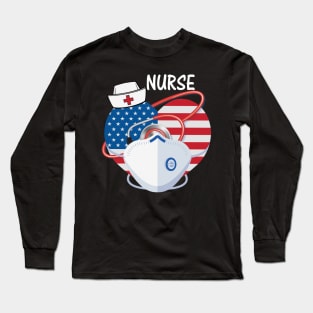 Proud Nurse - Flag USA Nurse Long Sleeve T-Shirt